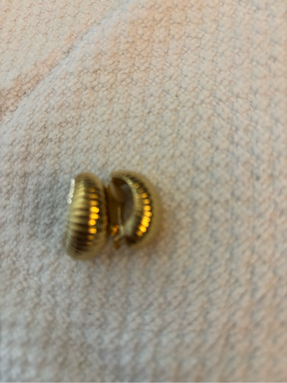 Gold Ribbed Hoop Clip-On Earrings